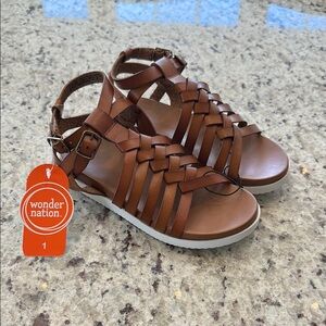 Girls Brown Strappy Sandals